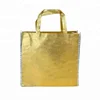 High Quality Promotional Laser Clothing Gift Toe Bag Custom Logo Shinny Metallic Laminated Non Woven Reusable Shopping Bag