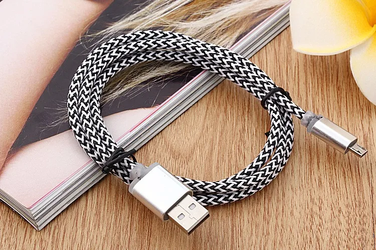 Aluminum Braided Wire Micro USB Cable Micro B Sync and Charging Cables for Samsung Nexus LG Motorola Android Smartphones - ANKUX.COM