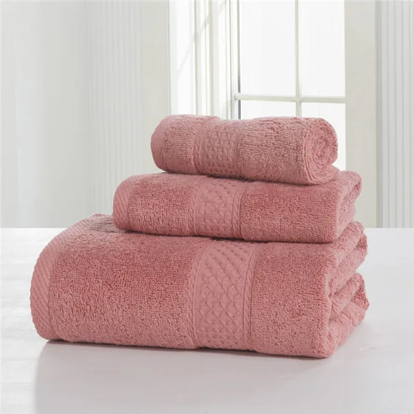 100% Cotton Pure color 3 Pcs Towel Sets Bath Towels for Adults Luury Brand High Quality Soft Face Towels Variety of colors
