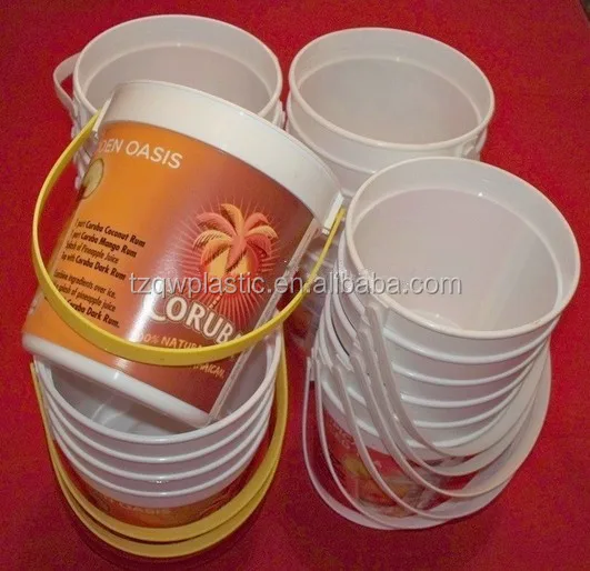 Bpa Free 1000ml Malibu Plastic Rum Bucket With Handle For Drinking