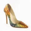 Latest Women Golden Snakeskin Pumps Fashion High Heel Shoes