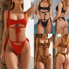 OEM sexy women tie front bikini models transparent beachwear