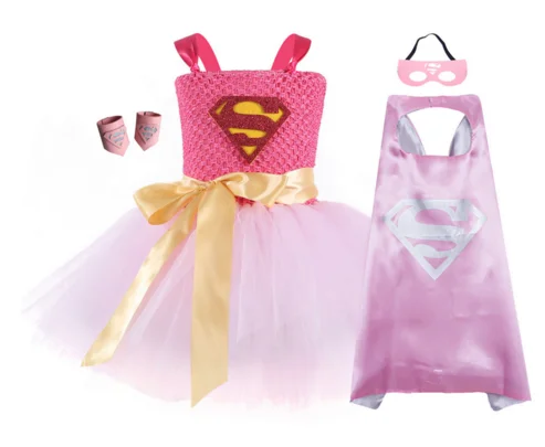 Sıcak satış cadılar bayramı cosplay fantezi parti elbisesi supergirl kostüm çocuklar süper kahraman kostüm
