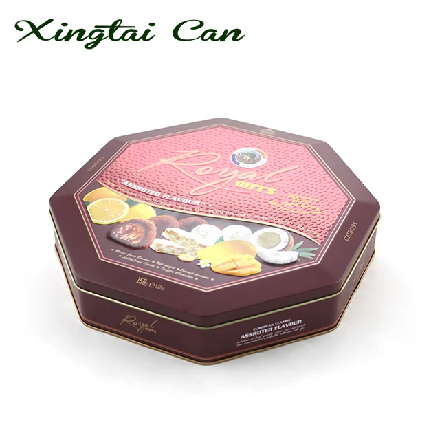 top quality factory supply octagon shape tin packaging box with
