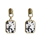 Hot Sale American Fashion Dangle Square Hoop Earrings Womens Boho Geometric Unique Resin Acrylic Earrings