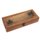 Pen Pencil Storage Holder Stationery Box Vintage Wooden Pencil Holder Craft Case with Lock Lid