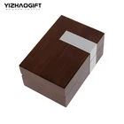 Custom Printing Luxury velvet insert solid wood jewelry box with hinged lid