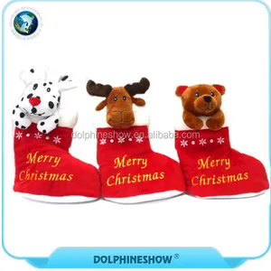 stuffed animal head plush toy decorating christmas stocking