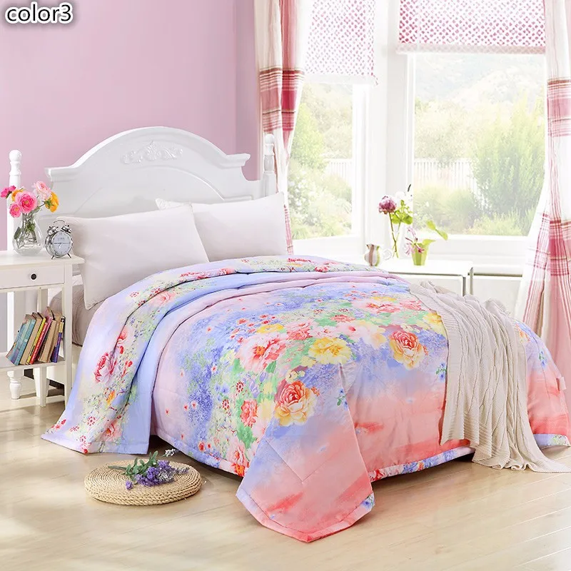 Green summer flowers cartoon 100% cotton summer or autumn air conditioning blanket quilt bedding comforter home tetile.