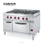 Industrial restaurant kitchen use gas stove cooking range 6 burner with electric oven