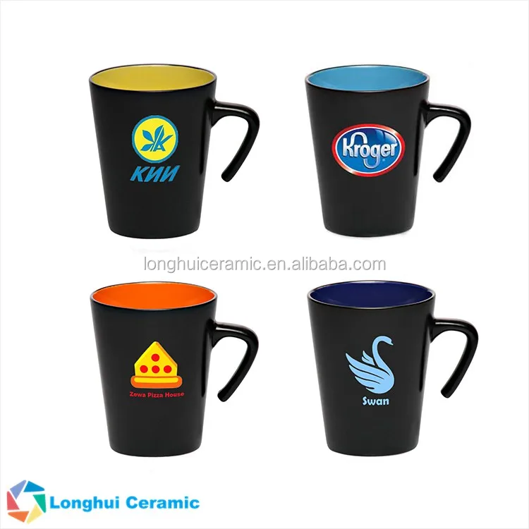 11oz Twotone Custom Cone Shape Open Handle Promotional Ceramic Coffee