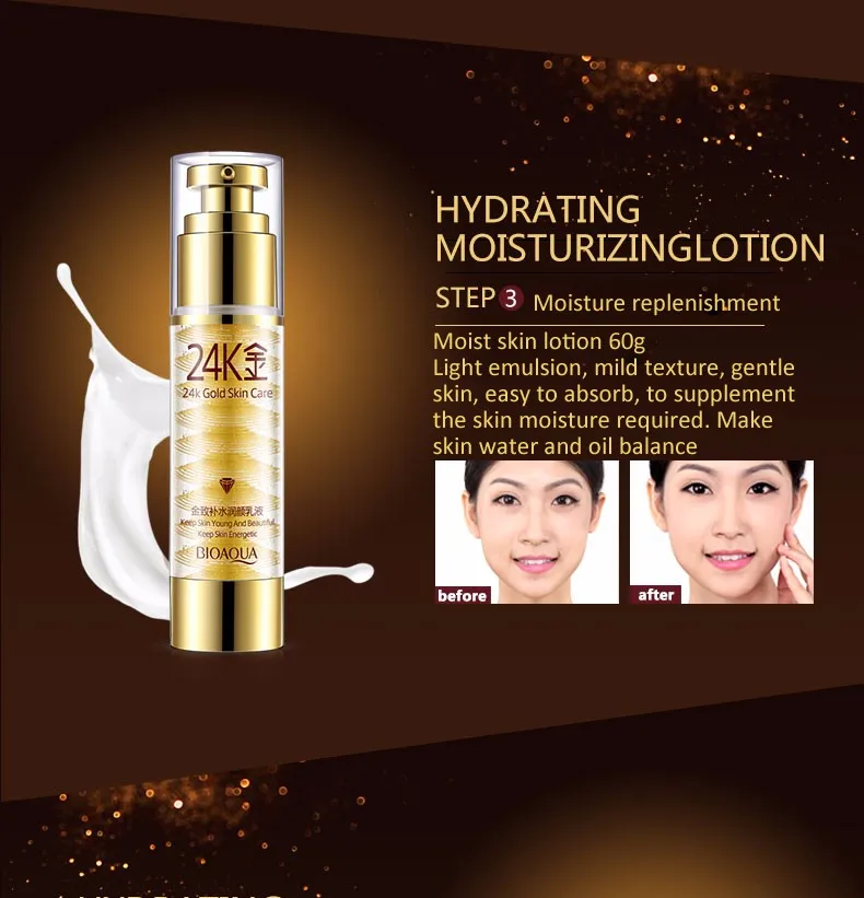 OEM/ODM BIOAQUA 24 Gold Skin Care 5 Sets For Face Care Firming Moisturizing and Smooth Skin care products