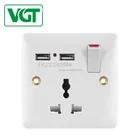 VGT Usb Double 13 Amp Plug 1 Gang Switch Electric Charger Power Port UK Wall Socket