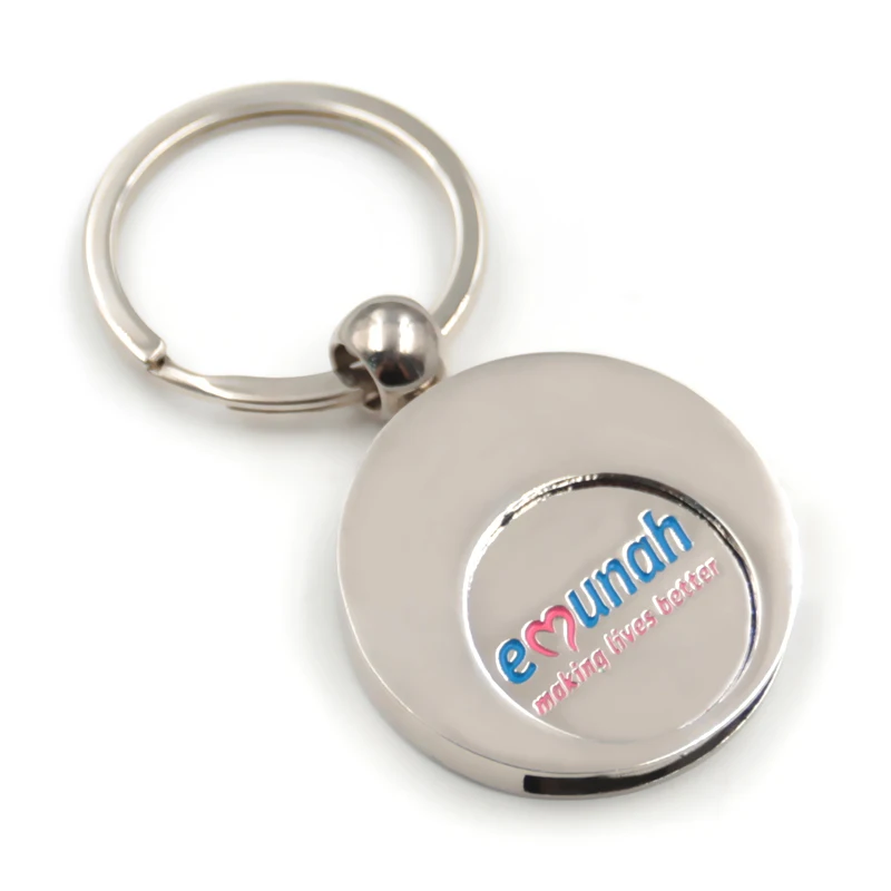 High quality metal material custom trolley coin keychain with your own logo from China