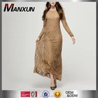 Fancy Abayas in Dubai Long Sleeves Lace Muslim Jubah 2016 Dress Khaki Ladies Muslim Dress