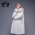 New Design Popular Rabbit Fur Ling Parka Girls White Long Coat Parka Overcoat Women