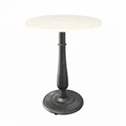 Antique Vase Shaped Central Column Black Color Powder Coated Cast Iron Coffee Table With Solid Wooden Top