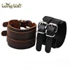 Punk Style Bangle Brown and Black Genuine Leather Alloy Clasp Wrap Bracelet