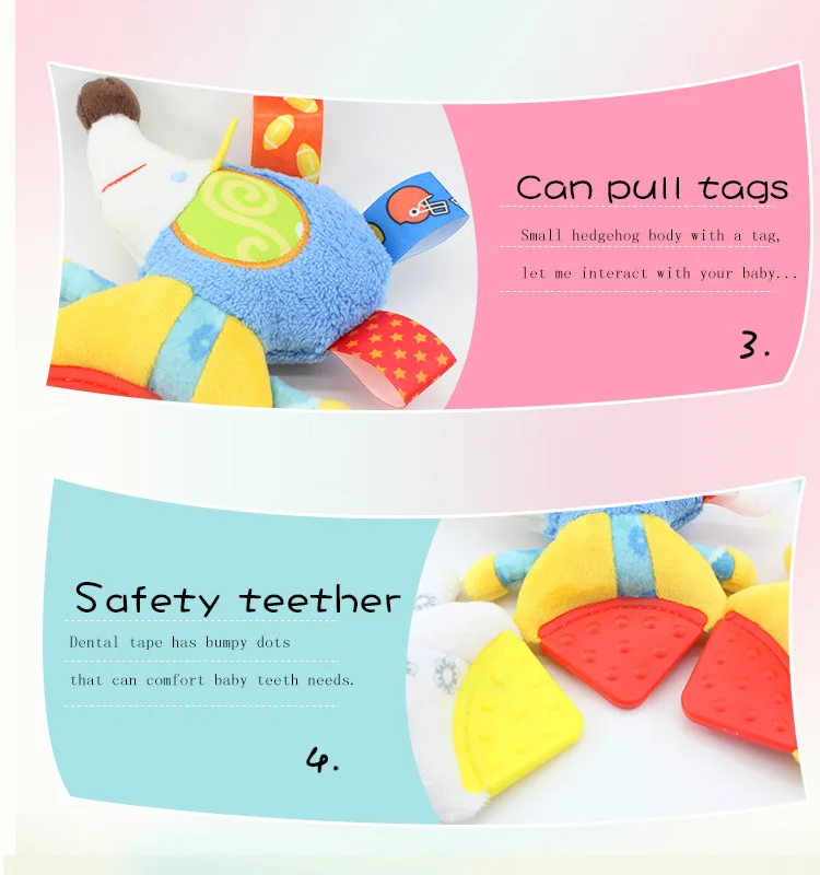 Dolery kids toys 3 months teething toy rattles safe soft plush teether for 0-12months baby toys