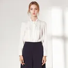 2019 wholesale supplier office ladies white blouse loops hollow out design