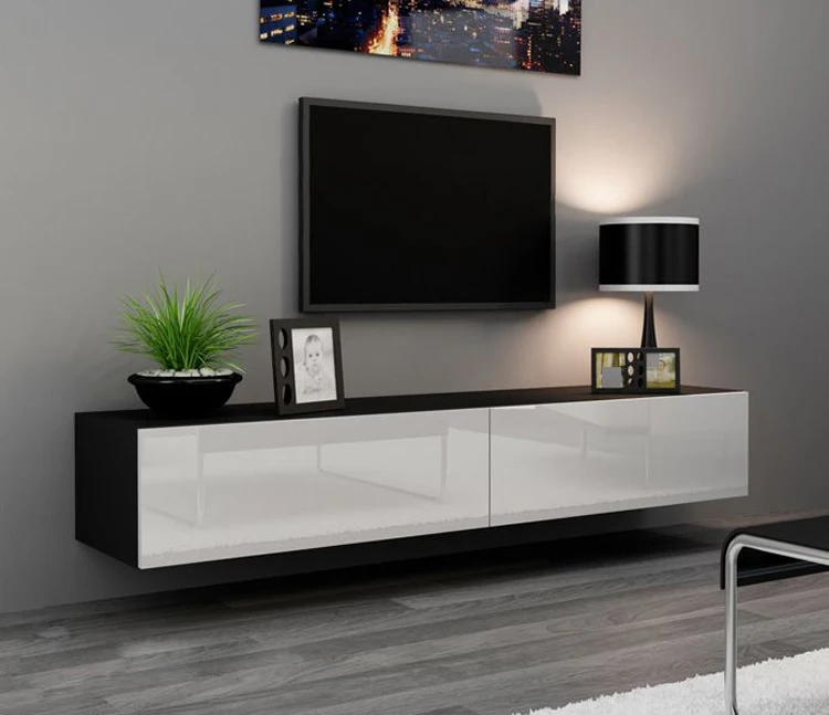 Latest Design Led Tv Wall Cabinet Tv Floating Wall Mountable Unit