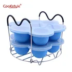 BPA FREE Resurable baby food storage container egg steamer rack silicone egg bite molds 3 pack with lids