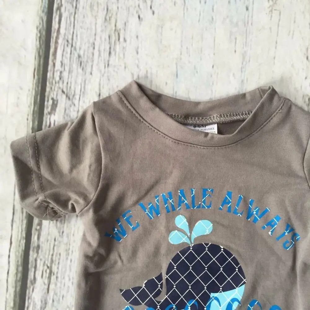 new arrival baby girls Summer clothing infant romper tutu cotton baby gray we whale always love you romper with match headband