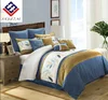 Home textile striped design embroidered polycotton bedding comforter set for adult