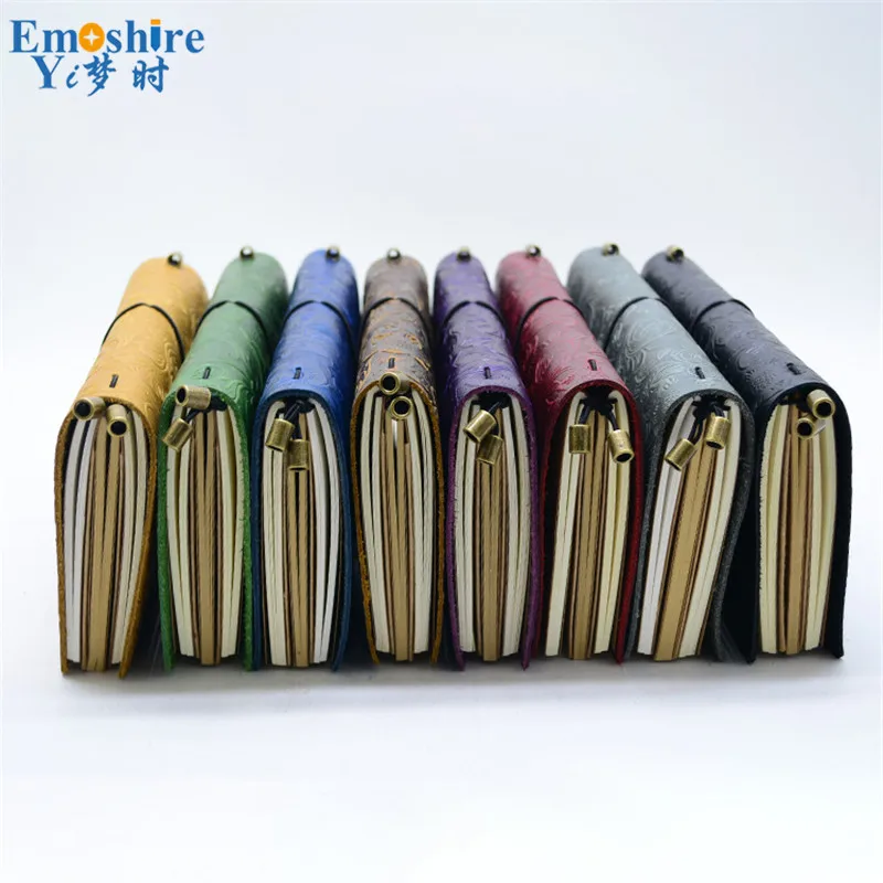 Emoshire Creative retro leather strap notebook travel Notepad loose-leaf diary book can be customized LOGO (4)