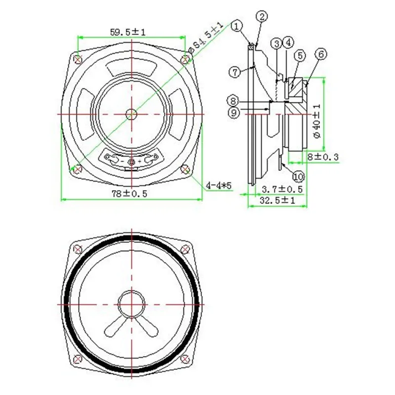 LS77W-15-R4 Full Range 3inch Loudspeaker Magnet 40mm 91db 8w 4ohm 5.66V - ANKUX.COM
