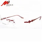2019 rimless design optical glasses frames,new model metal eyeglasses frames for women,red temple eyewear frame with diamonds