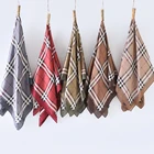 Red checked custom logo size satin hijab big square scarf fan scarf silk
