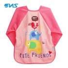 Bibs with Sleeves Unisex Baby Waterproof Long Sleeved Bibs for 6-month Infants to 3-year-old Toddlers Pink