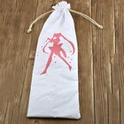 Custom Logo Promotional Screen Printed Pure White Cotton Drawstring Pouch Bag For Chopstick Kids