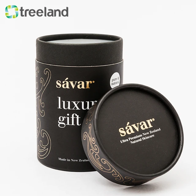paper material tubes matte black gift box herbal tea packaging