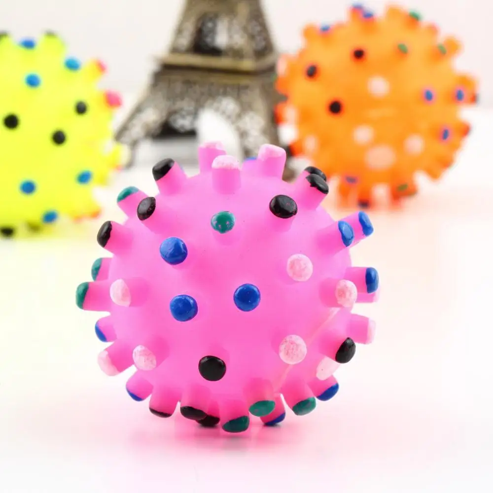 Colorful Pet Dog Cat Squeak Toy Ball Lovely Cat Chewing Ball Squeaker Quack Sound Toy