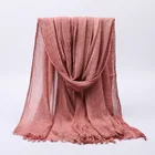 New Fashion Fancy Scarf Hijab Color Soild Plain Women Long Fringe Cotton Pashmina Scarf Hijab Muslim