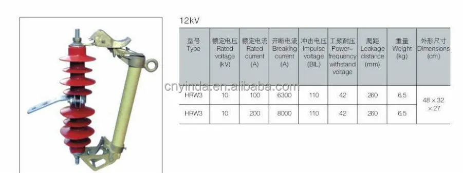 高品质高电压保险丝 30kv 33kv 35kv 36kv 40.5kv 51kv