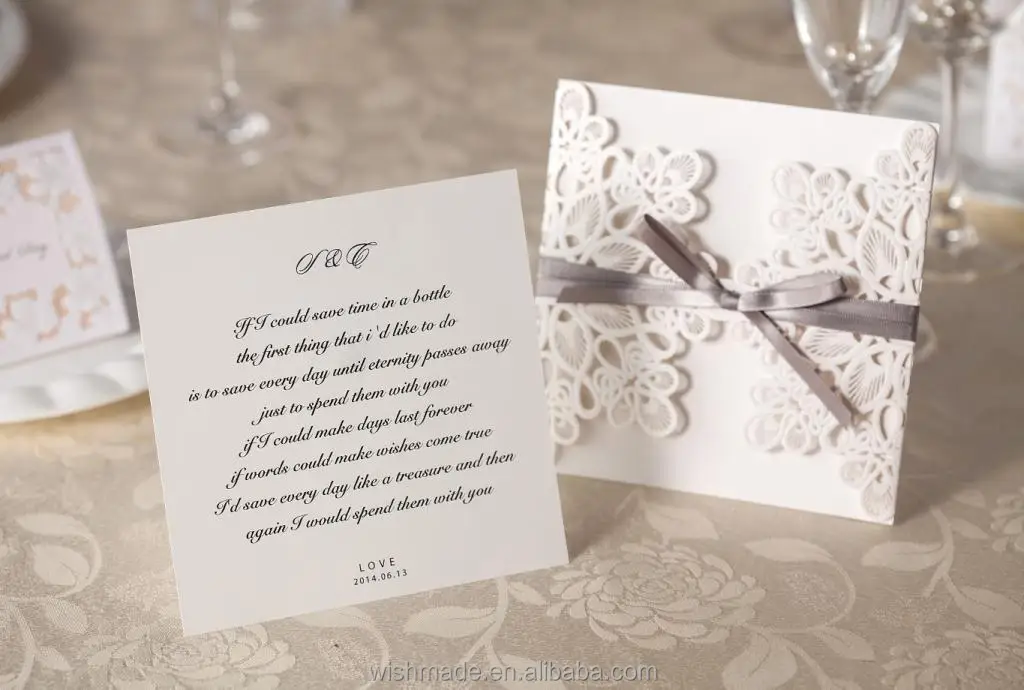 結婚式の招待状のカードをカットレーザーでwm207カバーとリボン仕入れ・メーカー・工場
