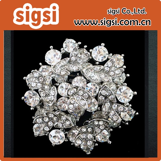women rhinestone brooch crystal flowers silver brooches pins