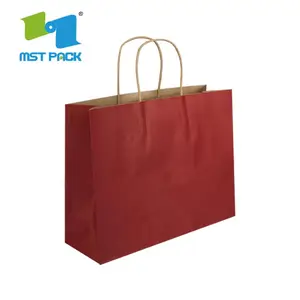 blue printing color kraft paper bag with cotton ro