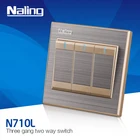 Asia popular stainless steel 3 gang 2 way electric wall switch