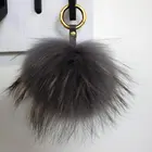 Myfur Ladies high quality custom fur pom poms keyrings fur ball keychain raccoon fur ball for bag charm