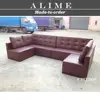 Alime CBT508 modern custom modular U shape brown leather booth sofa, restaurant booth sofa, brown restaurant booth seating