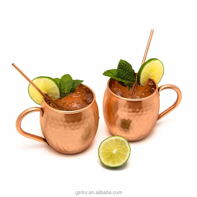 100% food safe copper cups with 2 copper straws,perfect gift for