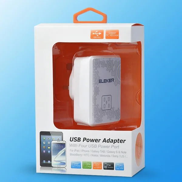 Hot Selling 4 USB Port UK Plug Travel Wall Mobile Charger Power Adapter For Iphone