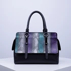 Custom handbags European style fashion snake pattern PU tote hand bags SH957