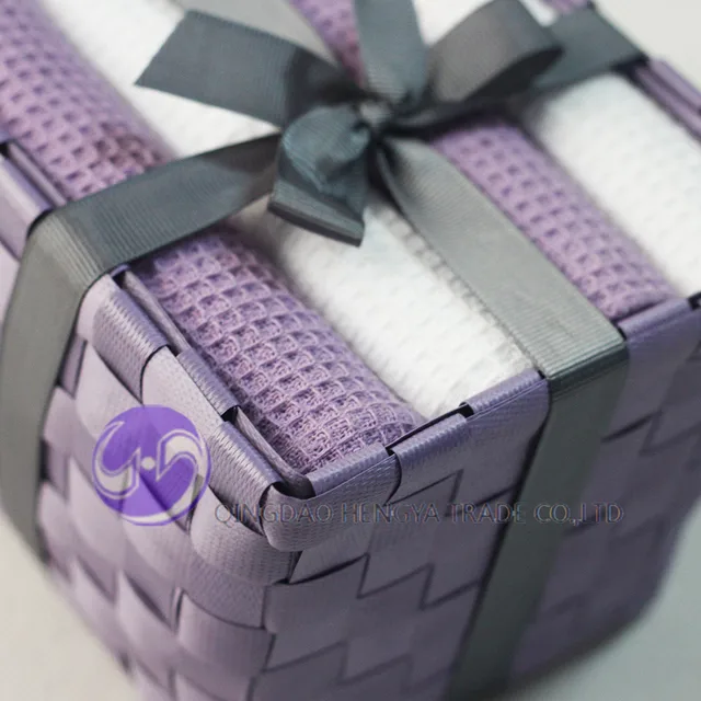yarn-dyed waffle weave cotton gift baskets second hand towels