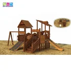 Customized Children Wooden Outdoor Playground House With Swing Set