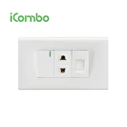 Electric Fitting Switch And PC RJ45 Wall Socket For Computer Cable